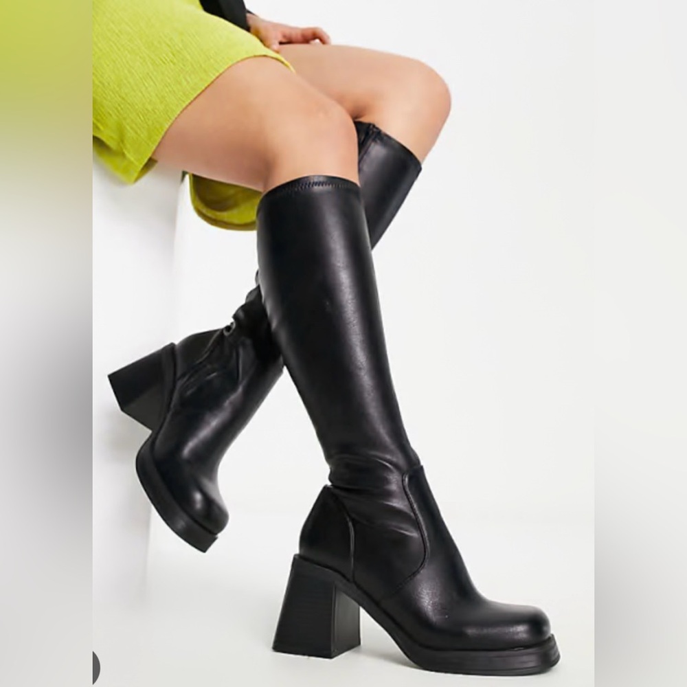 ASOS Design Wide Fit Knee-High Sock Boots
